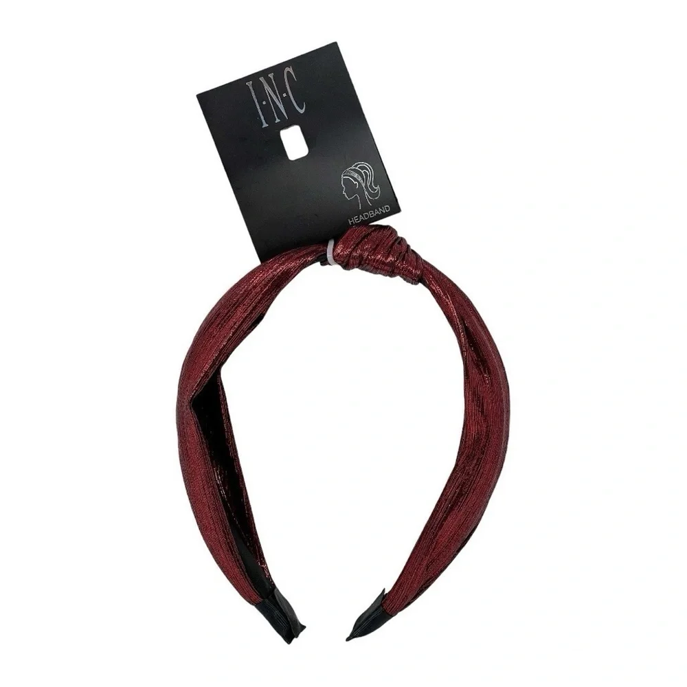 INC International Concepts Red Shiny Fabric Knotted Headband